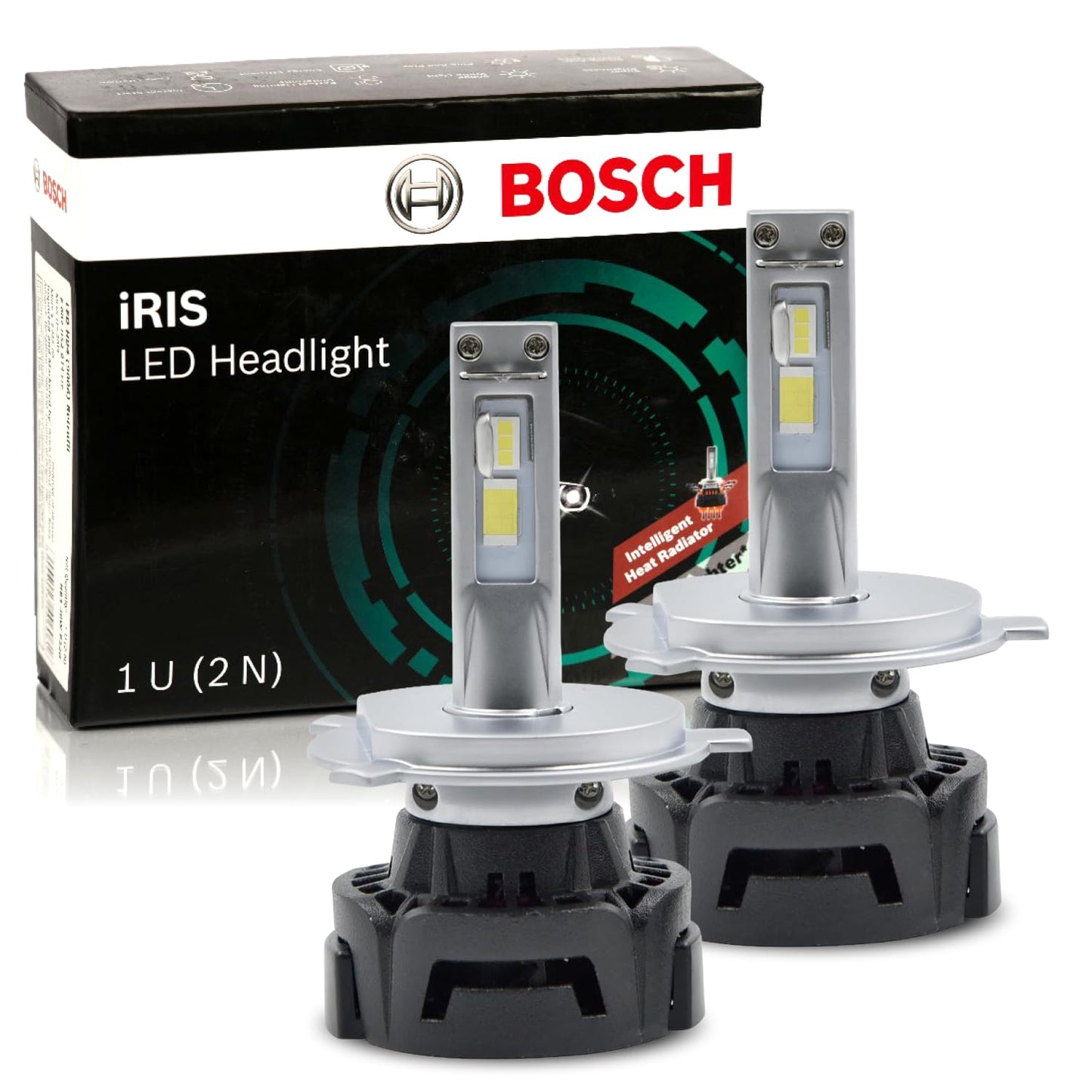 Bosch iRIS H4 LED Headlight Bulbs F002H52010FT9 for Passenger Cars, Set of 2 Plug & Play LED Lights with Long-lasting, Ultra-bright, White Light