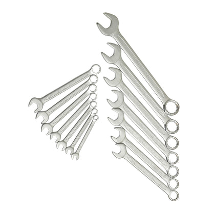 STANLEY 1-87-709 10-32mm Chrome Vanadium Steel Slimline Inches/Imperial Combination Spanner Set (Silver, 14-Pieces)