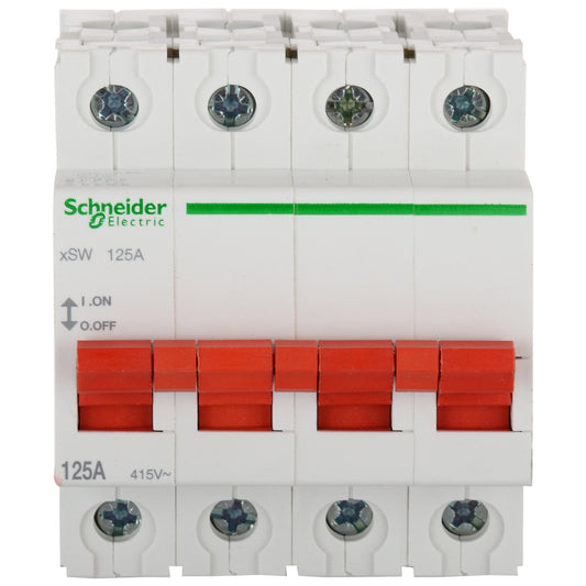 Schneider Polycarbonate Acti 9 125-Ampere 4-Pole MCB Isolator, White
