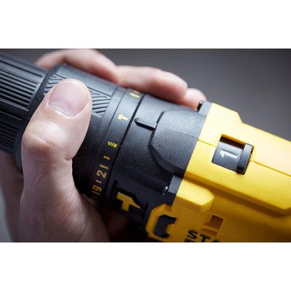 STANLEY FATMAX SCD711D2KA-B1 20V 2.0Ah 13mm Reversible Cordless Brushed Hammer Drill With 100pcs Accessories Kit 2x2.0Ah Li-ion Batteries 1pc Charger 2-Speed Gearbox, 2 Year Warranty, YELLOW & BLACK
