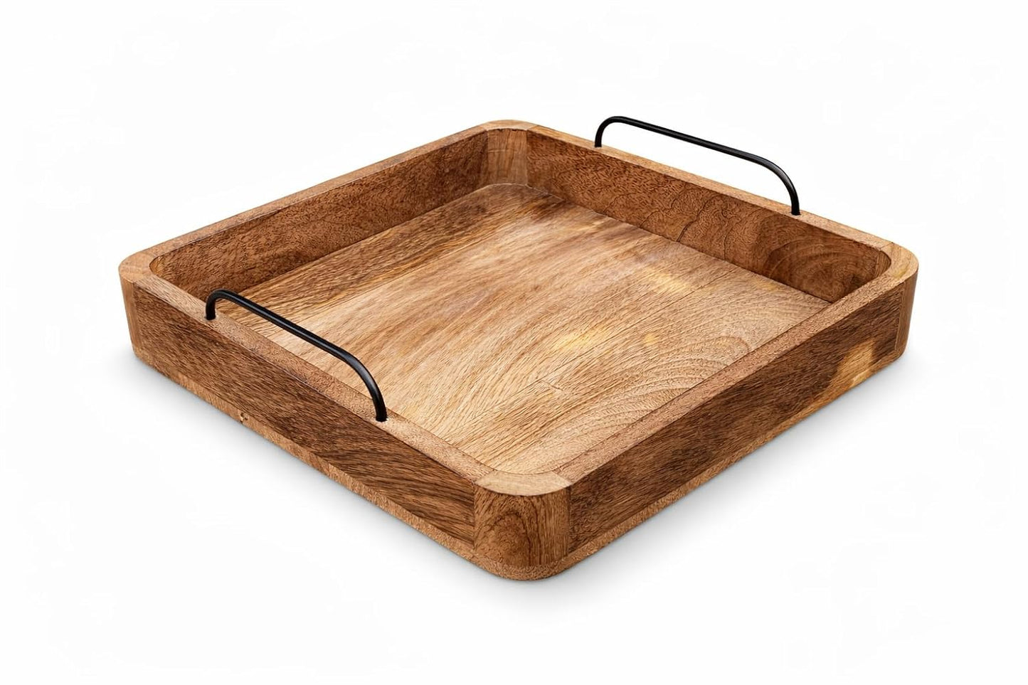 Udaipur Handicrafts Wooden Serving Tray for Home & Kitchen Item Serving Snacks & Fruits Decorative Kitchen & Dining Table Tray Decor 10 Inch