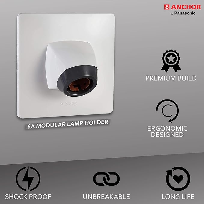 Anchor by Panasonic Plastic Modular Angle Lamp Holder, White, Pack Of 4