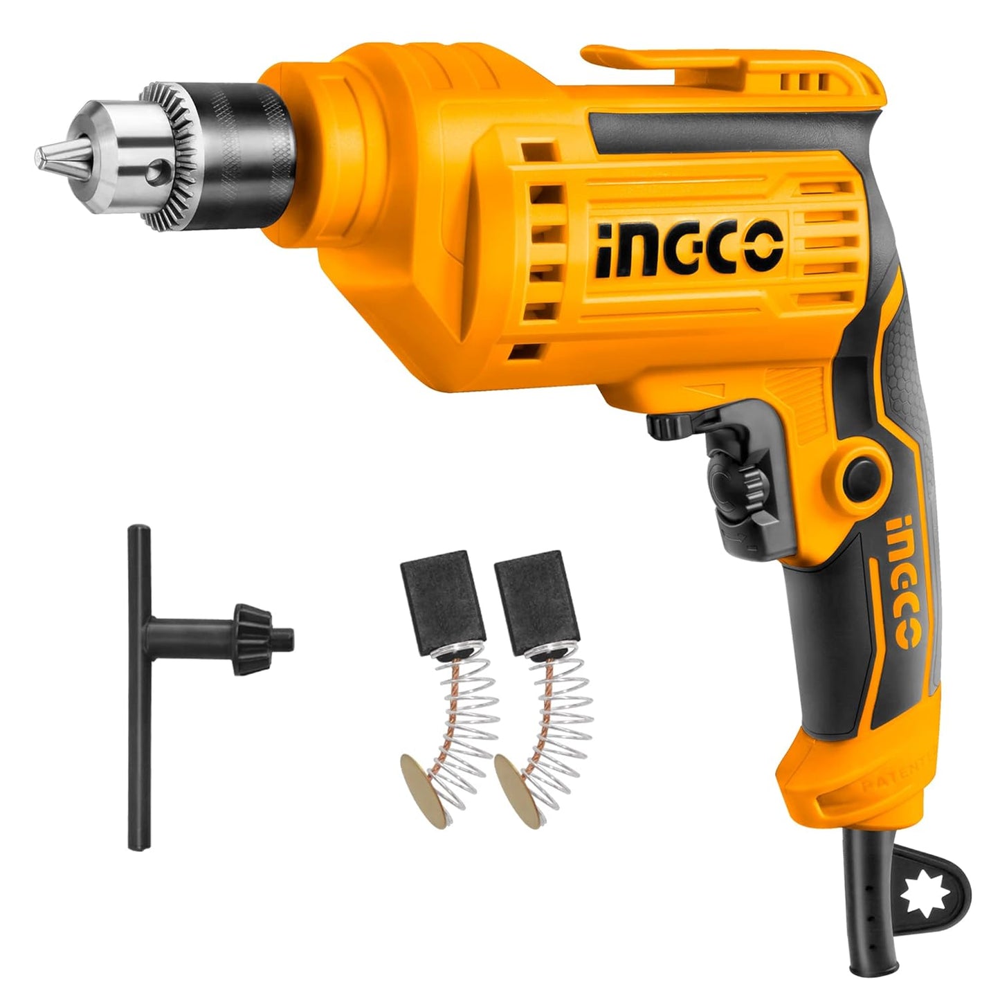 INGCO Electric Drill, 500W and 3300RMP Power Drill, Corded Electric Drill, 1.0-10 millimeters Chuck Capacity Power Drill, Variable Speed, Froward/Reverse Switch, Yellow