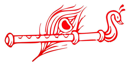 Akshar Arts Bhuwana Krishna Flute Wall Car Glass Glossy Vinyl Sticker 7 x 3.5 Inches Red
