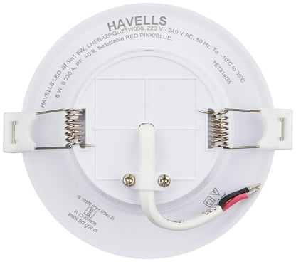 Havells Luna LED RBP JB Downlight 6W Downlight Energy Efficient Long Life of 25000 Burning Hours Perfectly FITS in Junction Boxes Powder Coated Polycarbonate HOUSING,80 Lumen Per Watt 4000K