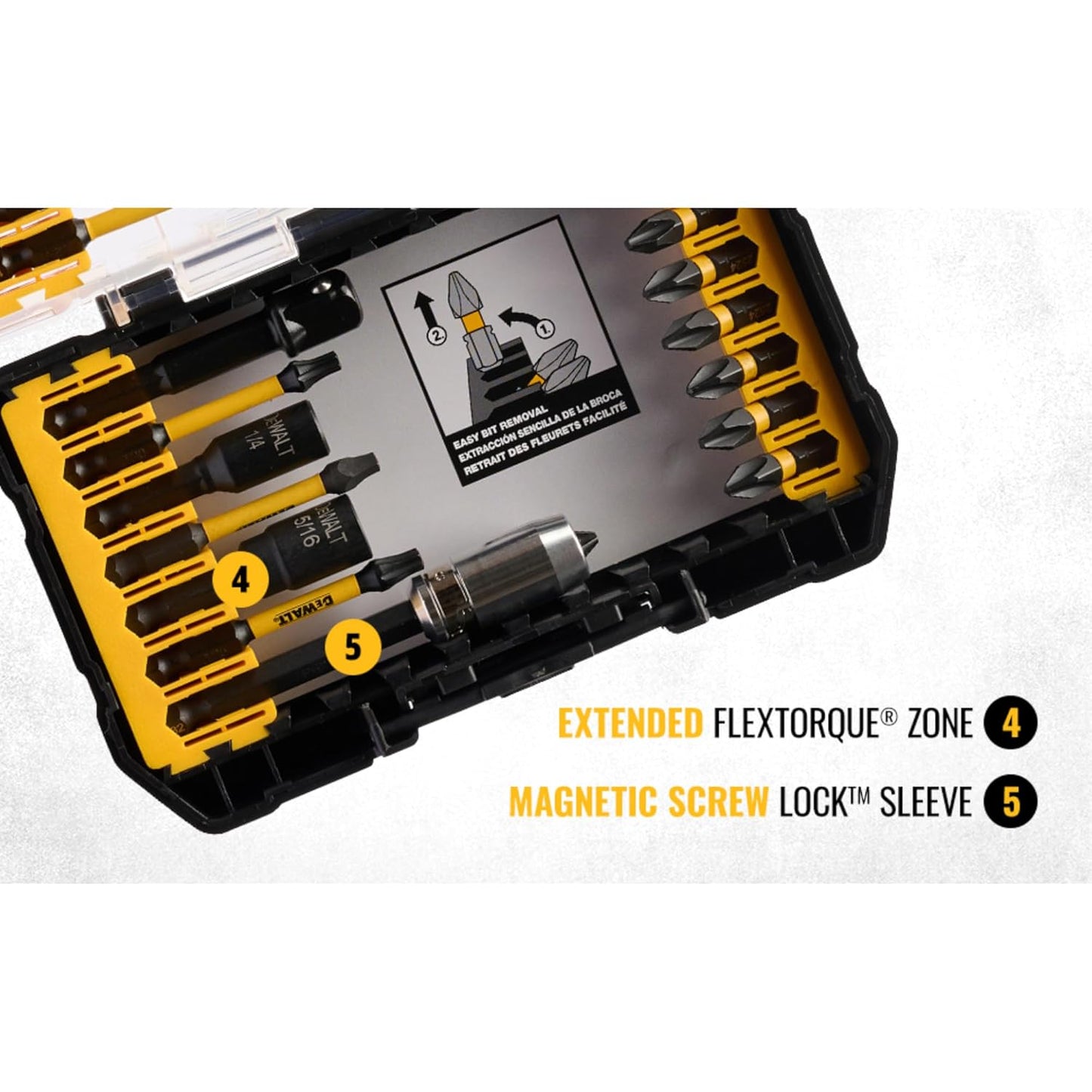 DEWALT DWA2T40IR 40-Piece IMPACT READY FLEXTORQ® Screw Driving Set With TOUGHCASE®, Ideal for DIY and Professional Screwdriving Applications