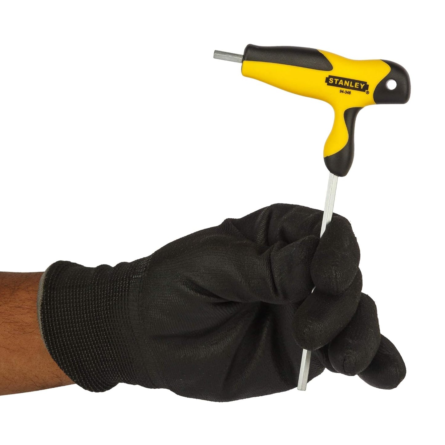 STANLEY 94-346 4.0mm Metric 2 Way T Handle Hex Key (Silver and Yellow)