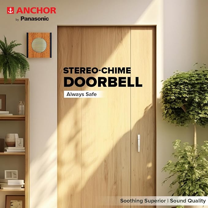 Anchor by Panasonic Shan Wood Finished Stereo Calling Bell for Home | Wooden Door Bell | Shan Wood Doorbell