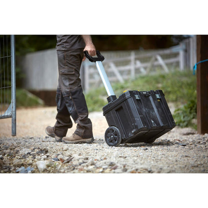 STANLEY FATMAX FMST1-75753 PRO-STACK™ Mobile Storage Box, 50 Kg Weight Capacity, Anti-Rust Metal Latches & Hinges, 7'' Durable Wheels,Telescopic Handle, Padlock Eye For Security, 100x51.2x43.5 cm