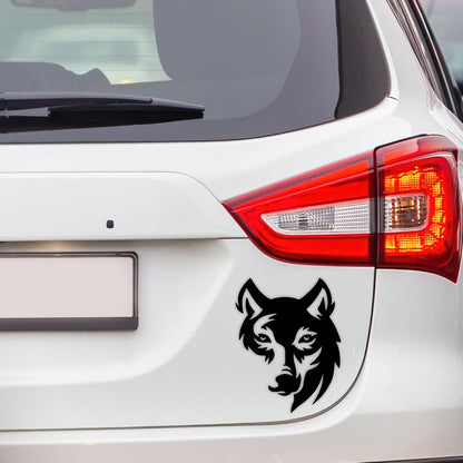Akshar Arts Bhuwana  Face of Wolf Nice & Trendy Look Exterior Car Sticker Self-Adhesive, Waterproof Decal Vinyl for All Car Sticker (2Pcs) Size (8.5cm X 11cm)_C10