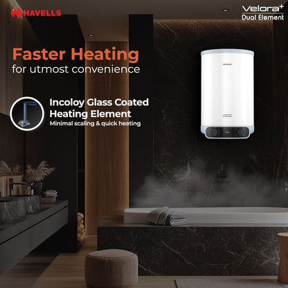 Havells All New Velora+ 25L 5 Star 3-in-1 Convertible Storage Water Heater(Geyser)|Dual Element|33% Faster Heating|safe to use|7 Year Tank & 5 Year element Warranty|Free Installation & Flexi pipes