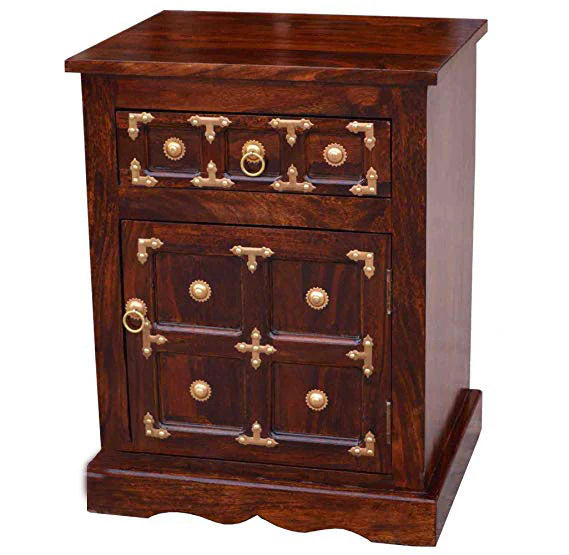 Udaipur Handicrafts Wood Bed Side Table