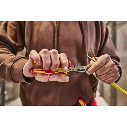 STANLEY FATMAX® 0-84-010 VDE Wire Stripper Pliers, 170mm (6.5''), Ideal For Stripping Multiple & Single Strand Wires From 0.75 to 6 mm², Red and Yellow