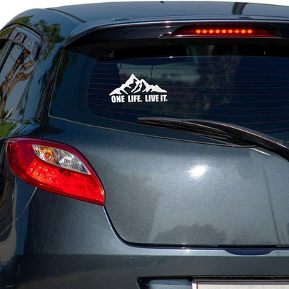 Akshar Arts Bhuwana Pack of 2 Mountain Adventure ONE Live. Live IT Car Self-Adhesive Exterior Sticker Decal for Cars Window| Hood Bumper (15cm X 30cm)