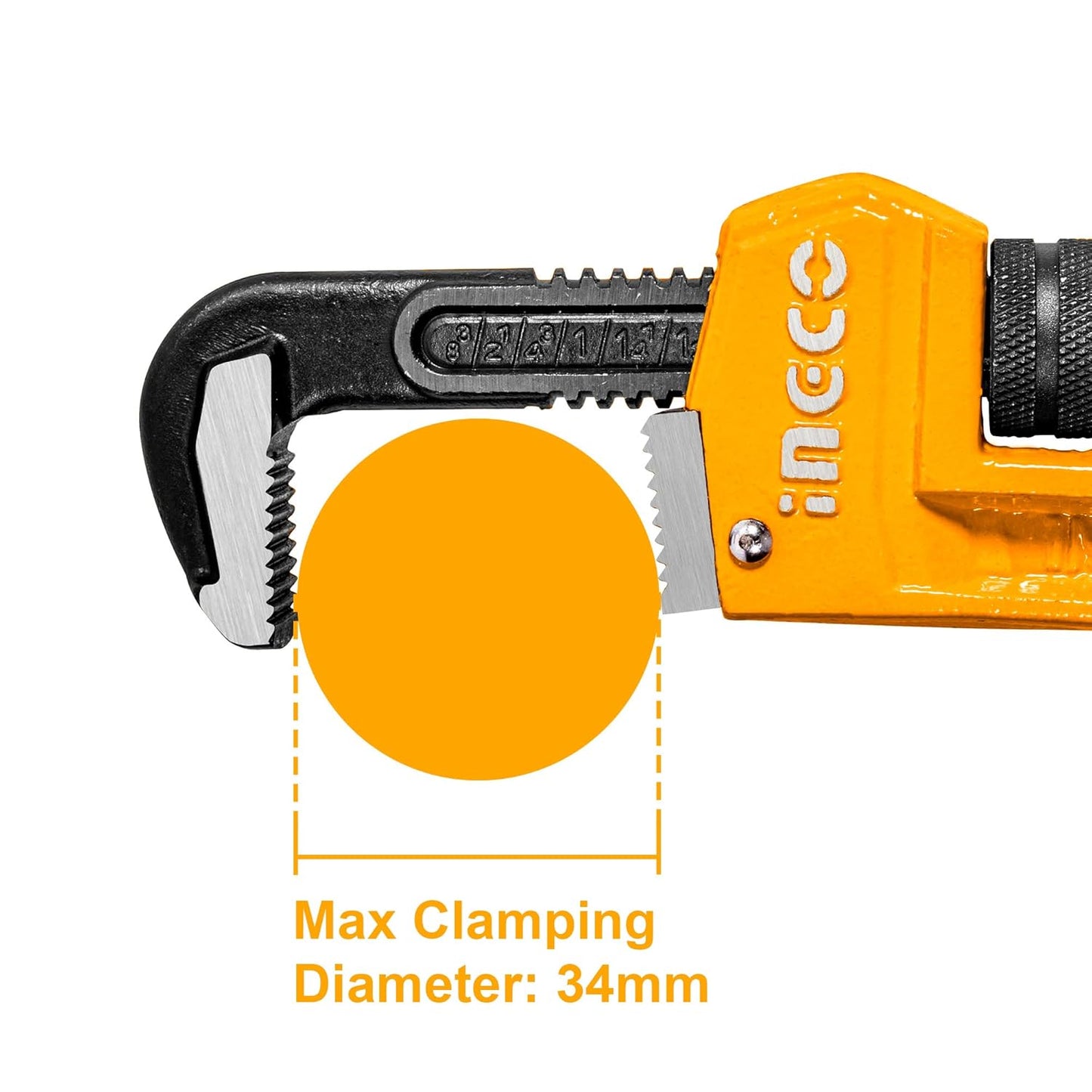 Ingco 10-inch Heavy Duty Pipe Wrench, Adjustable Plumbing Wrench, Drop Forged HPW0814