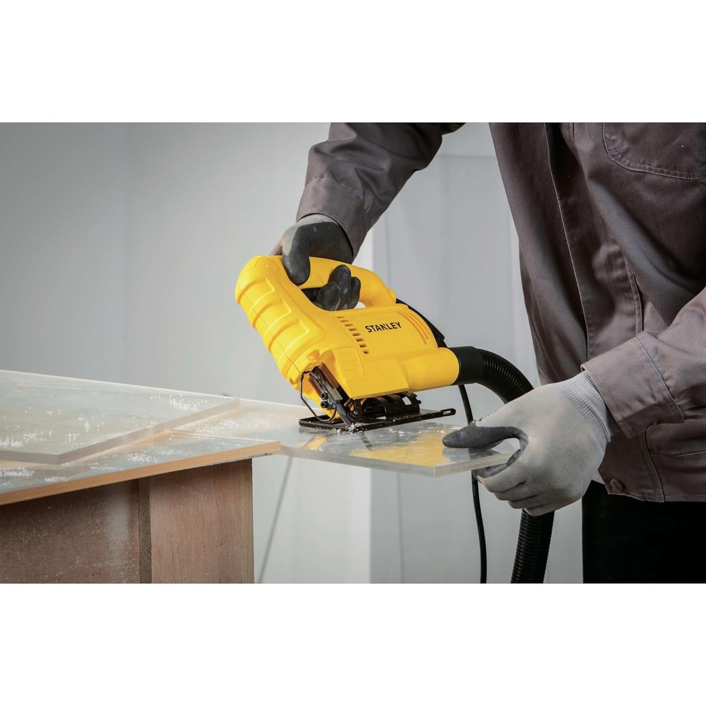 STANLEY SJ45 450W Variable Speed JigSaw for cutting woodsheetmetal and plastic with 6 position speed dial(Yellow and Black) (SJ45-IN)