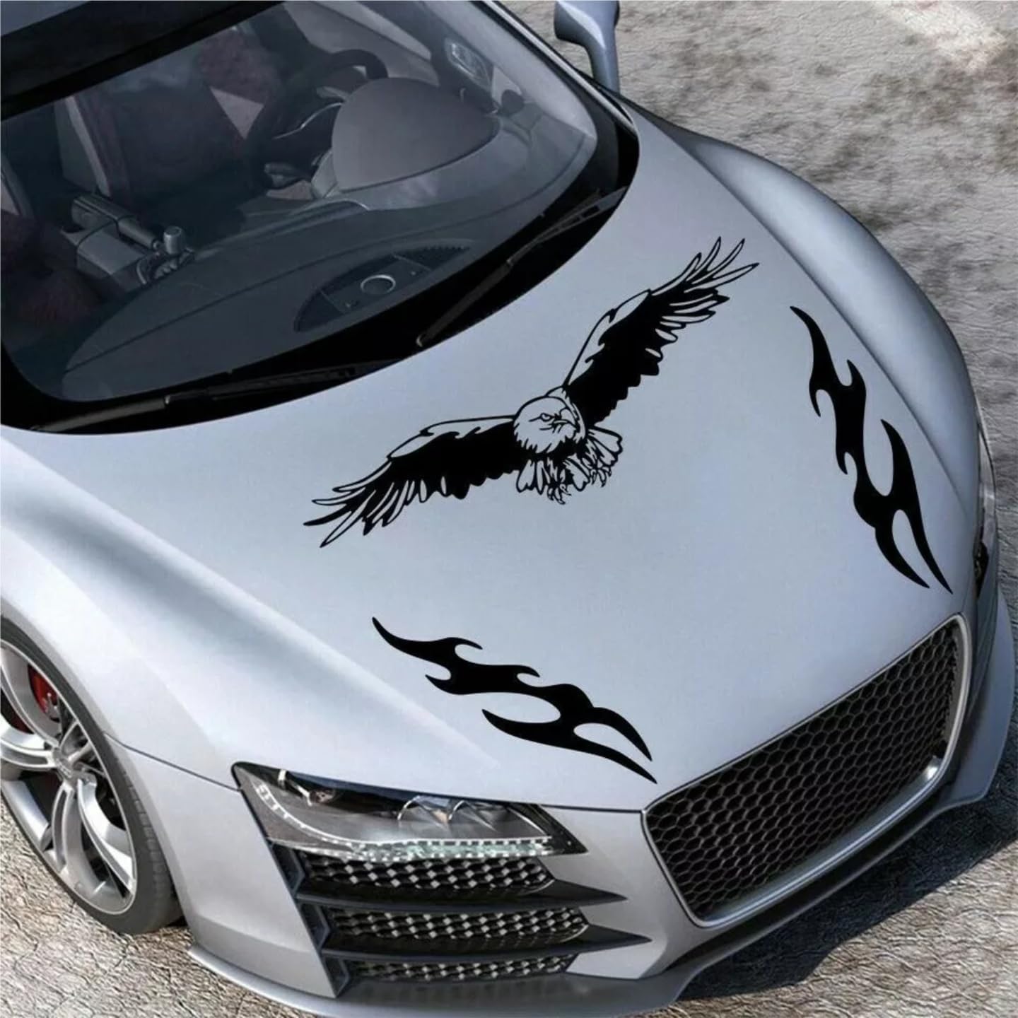Akshar Arts Bhuwana Flying Eagle Stickers for car Hood, Window & Rearshield 50Flying Eagle Stickers for car Hood, Window & Rearshield 50x14 cm (Black) x30 cm (Black)
