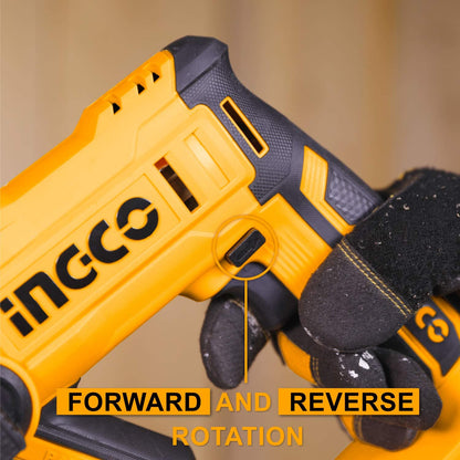 Ingco Cordless Rotary Hammer, 20V Lithium-Ion Hammer Drill for Home Use, 5100 BPM, 2 Mode Operation, 1.5J, Rotary Hammer With SDS-plus Drill Bits (Tool Only)