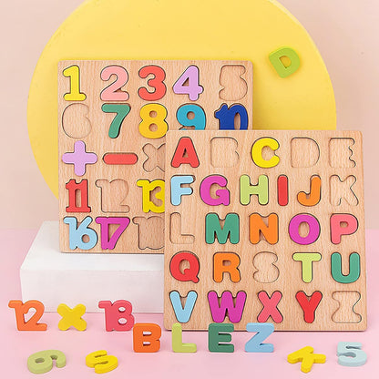Udaipur HandiCrafts Wooden Learning Educational ABCD Board for Kids, Activity Toys for Toddlers & Preschoolers | ABCD Puzzle Set | Puzzle Toys for 2 Years Old Boys & Girls (Alphabets, Numbers & Shapes)