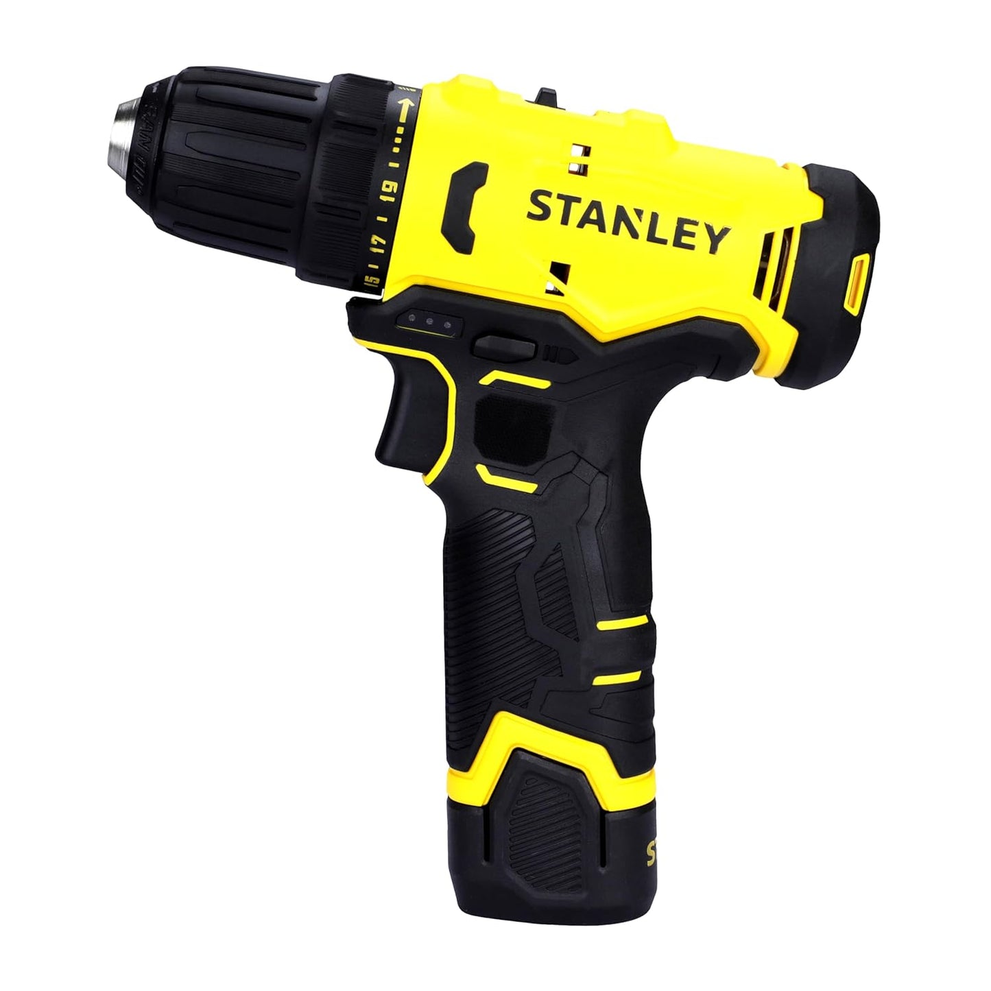 STANLEY SCD10D1-IN Brushed Cordless Drill Driver-Professional Grade, 12V, 1500 RPM, 30 Nm, 10 mm Chuck, 1.3 kg, 1x2Ah Battery & 1.5A SC101 Charger, Battery Charge Status LED Indicator, 1 Year Warranty