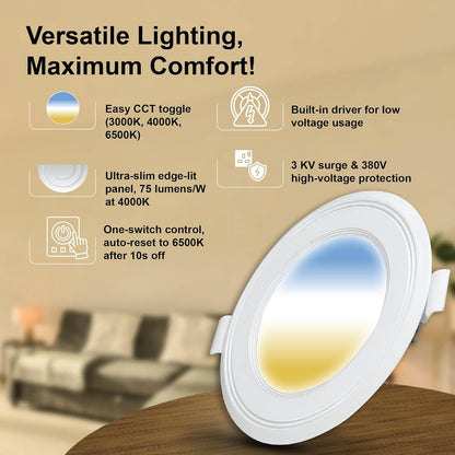 Havells Polycarbonate 15W FAZER NEO Round Led Panel Ceiling Color Changing Light (Cool White/Warm White/Natural White) - Pack of 4