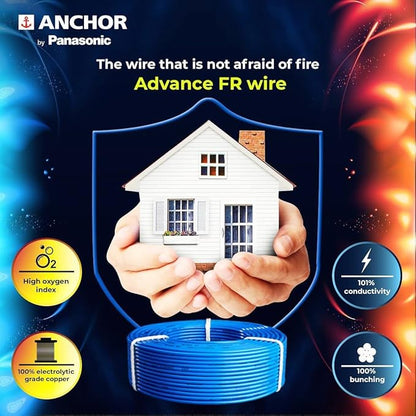 Anchor by Panasonic Advance FR 90m 1.5 sq.mm Electric Wire, PVC Insulated Class 2 Conductor (100% Copper), Anti-Rodent & Flame Retardant Wire for Domestic & Industrial Use
