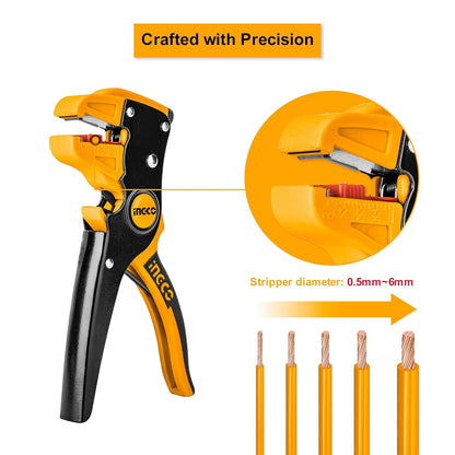 INGCO Wire Stripper, 2 in 1 Cable Wire Stripper with Cutter, 0.5mm~6mm Stripper diameter Wire Stripping Tool for Flat Ribbon Cable Wire Electrical Automotive Repair