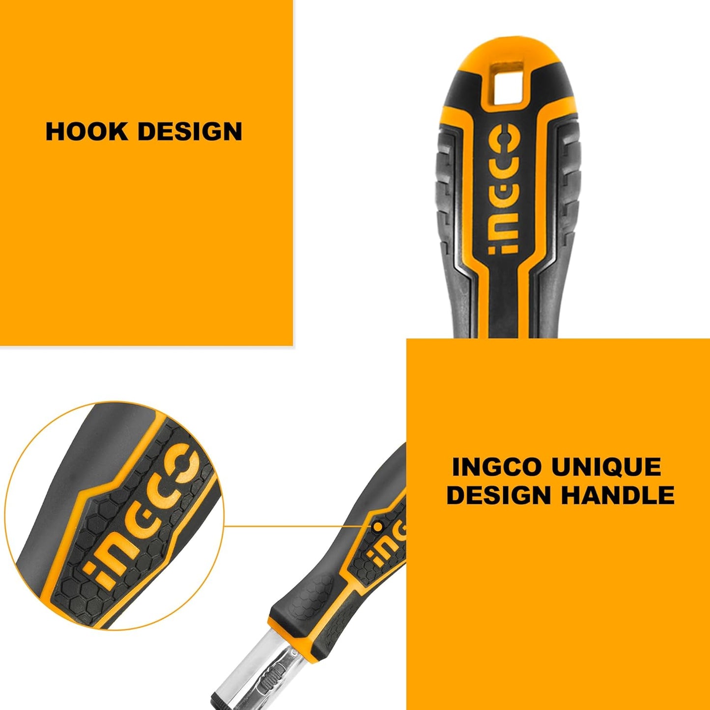 INGCO 24 IN 1 Ratchet Screwdriver Set, INGCO Style Ratchet Handle, 16 Pcs Screwdriver Bits, 7 Pcs 1/4" Power sleeve