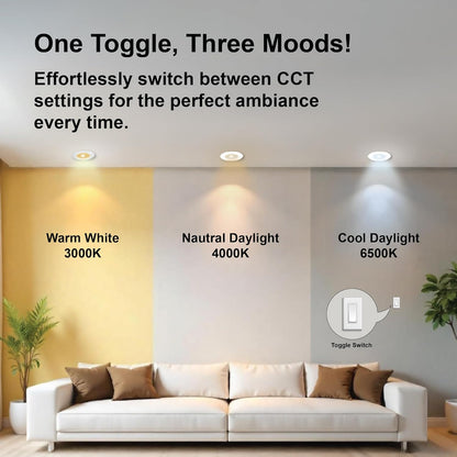 Havells Polycarbonate 15W FAZER NEO Round Led Panel Ceiling Color Changing Light (Cool White/Warm White/Natural White) - Pack of 4