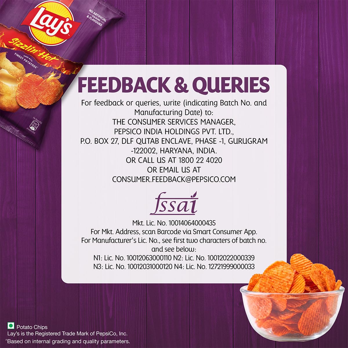 Lay's Sizzlin’ Hot Potato Chips 48g/52.9g, Crispy Wavy Chips and Snacks