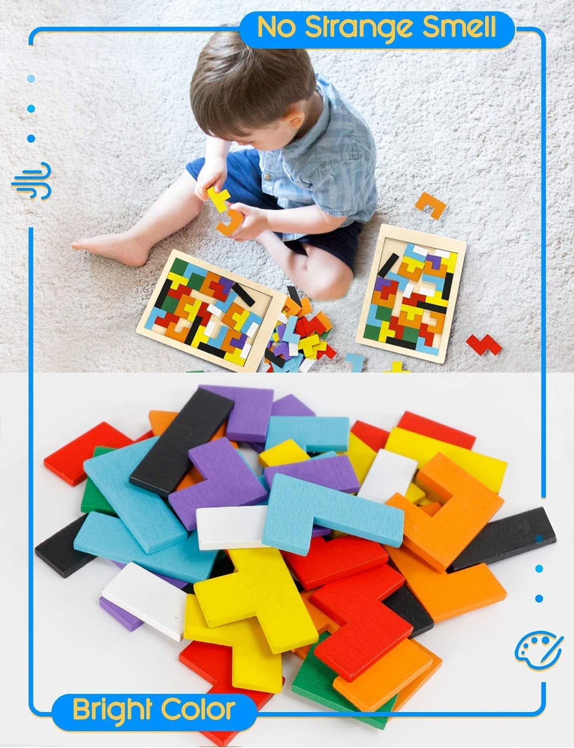 Udaipur HandiCrafts Blocks Puzzles for Kids Adults, Wood Intelligence Kids Toys for 2-5 Years Boy, Wooden Puzzles Brain Teasers Toy Educational Gift for 7-10 Years