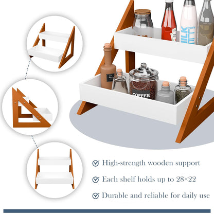 Udaipur Handicrafts Wooden Triangular Spice Rack for Kitchen Countertop Organizer | Multipurpose Jars, Bottle Holder & Home Decor Item | Standing Shelf Aesthetic Pot Stand | White