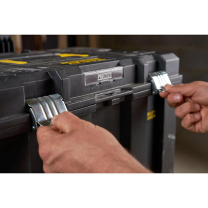 STANLEY FATMAX FMST1-75753 PRO-STACK™ Mobile Storage Box, 50 Kg Weight Capacity, Anti-Rust Metal Latches & Hinges, 7'' Durable Wheels,Telescopic Handle, Padlock Eye For Security, 100x51.2x43.5 cm