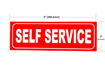 Akshar Arts Bhuwana Self Service Sign Sticker Decal - Easy to Mount Weather Resistant Long Lasting Ink Size (9" x 3")