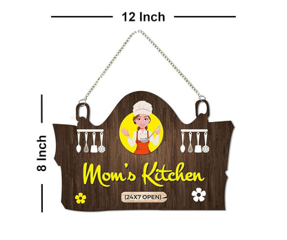Udaipur Handicrafts Mom's Kitchen Printed MDF Wooden Wall Art For Cafe | Kitchen | Restaurants | Quotes Decor Item | Kitchen Quotes Wall Hanging | Wall Illustrations | Modern Artwork | Gift Items (WH_3716N)