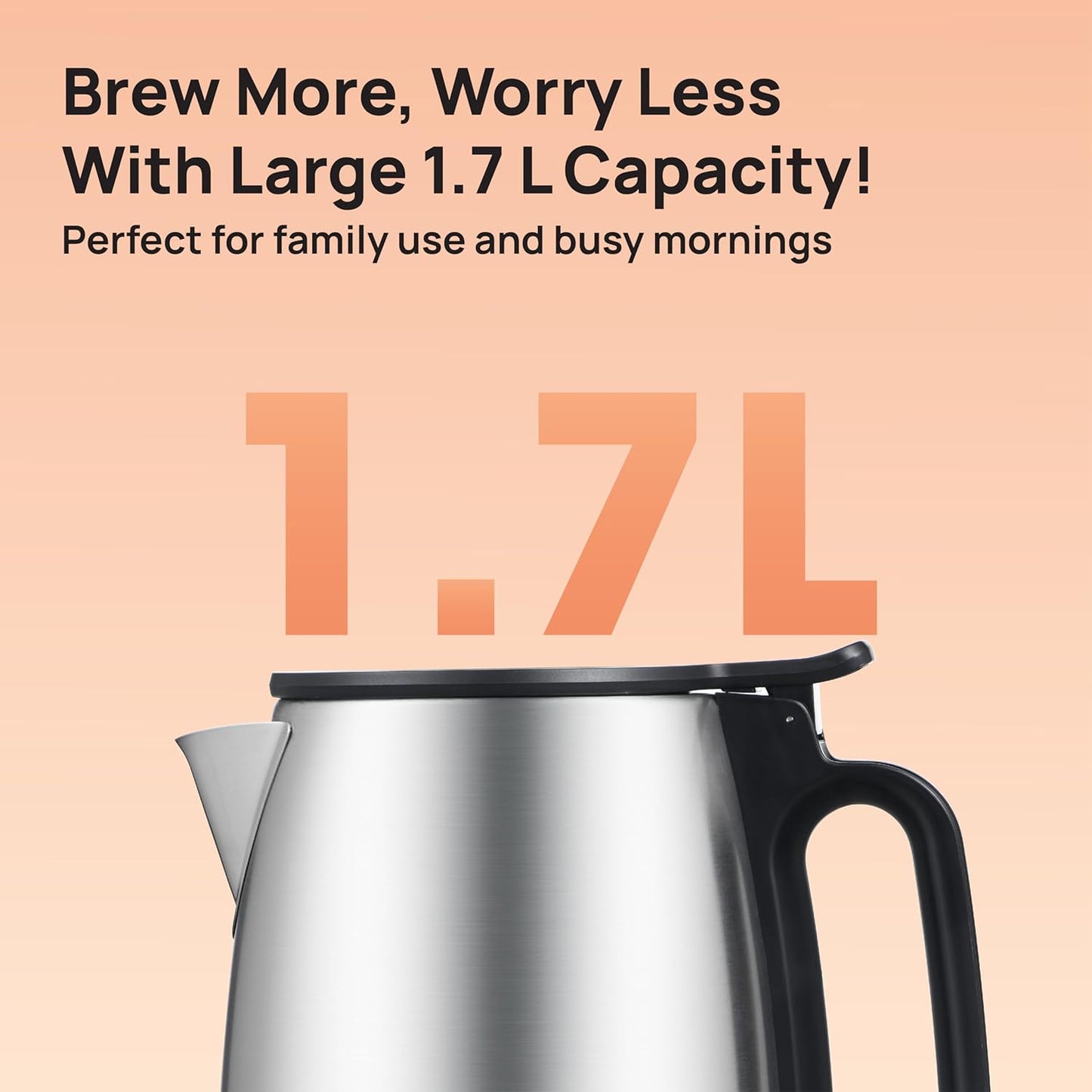 Havells Vesta Electric Kettle| Large 1.7L| 2000 Watts| 360° Cordless Control| Wide Mouth for Easy Use|Triple Safety Protection | Premium SS Body| 1Yr Door Step Warranty by Havells