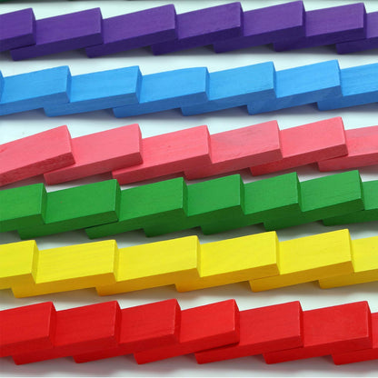 Udaipur Handicrafts 120 Pcs 12 Color Wooden Dominos Blocks Set, for Kids Board Game Educational Play Toy, Domino Racing Toy Game