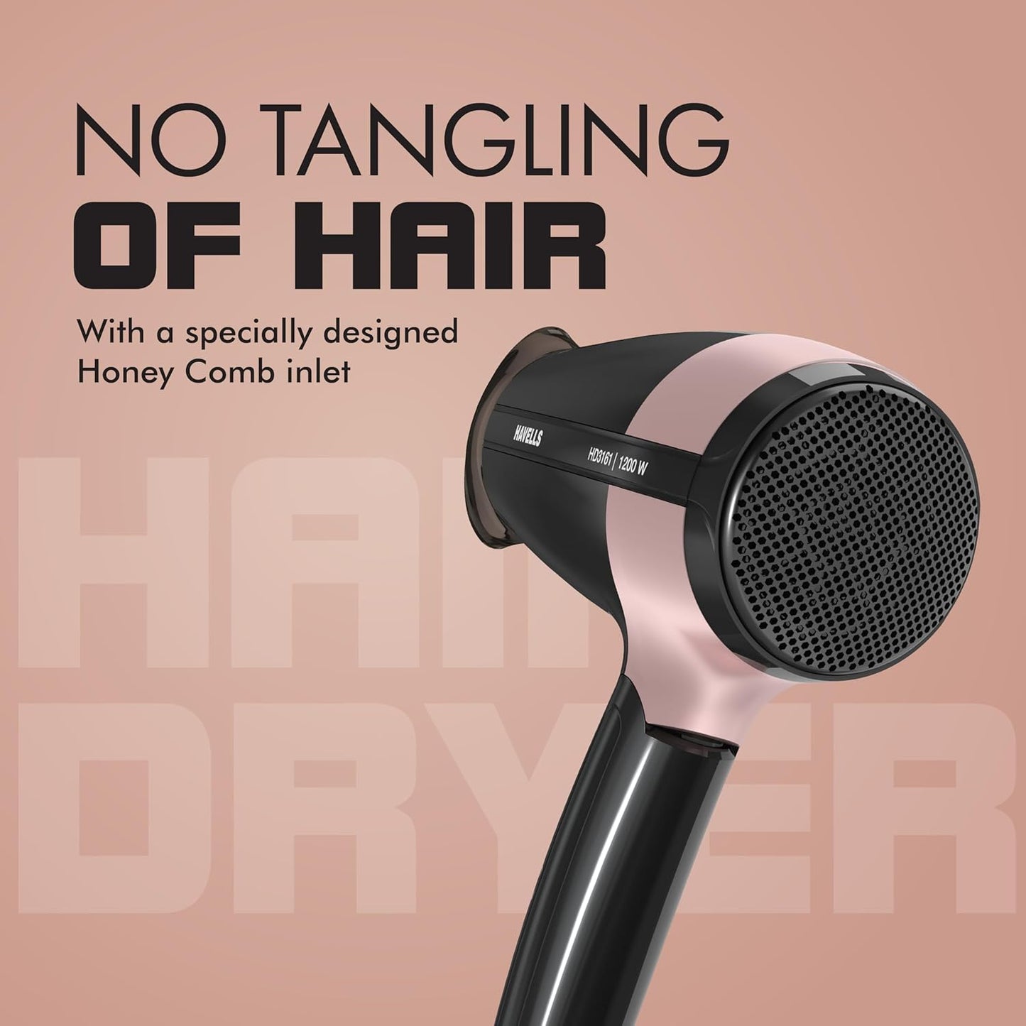 Havells 1200W Foldable Hair Dryer; 3 Heat Settings With Cool Shot (Hot/Cool/Warm),Heat Balance Technology|Cool Black|Your Perfect Blow Dry Companion For Effortless Hair Styling|Hd3161-1200 Watts