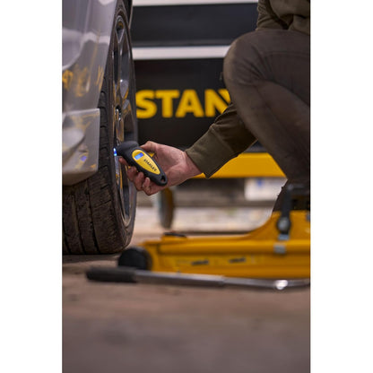 STANLEY STHT80874-0 Digital Tire Pressure Gauge with Integrated LED Display for Accurate Pressure Readings for Cars and Bikes, 0 to 6.2 Bar Working Pressure Range, 1 Year Warranty, YELLOW & BLACK