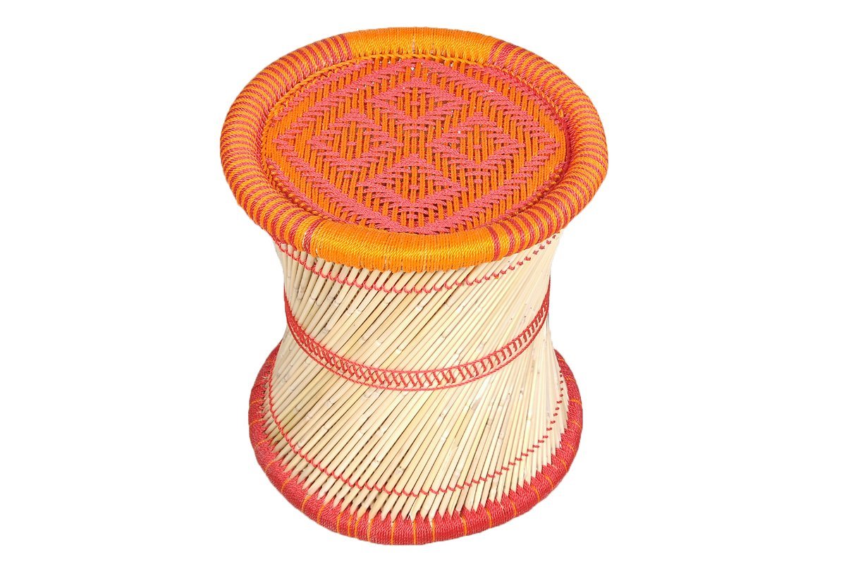 UdrCrafts® Cane Wood Stool for Living Room Indoor-Outdoor and Garden (Multicolour)