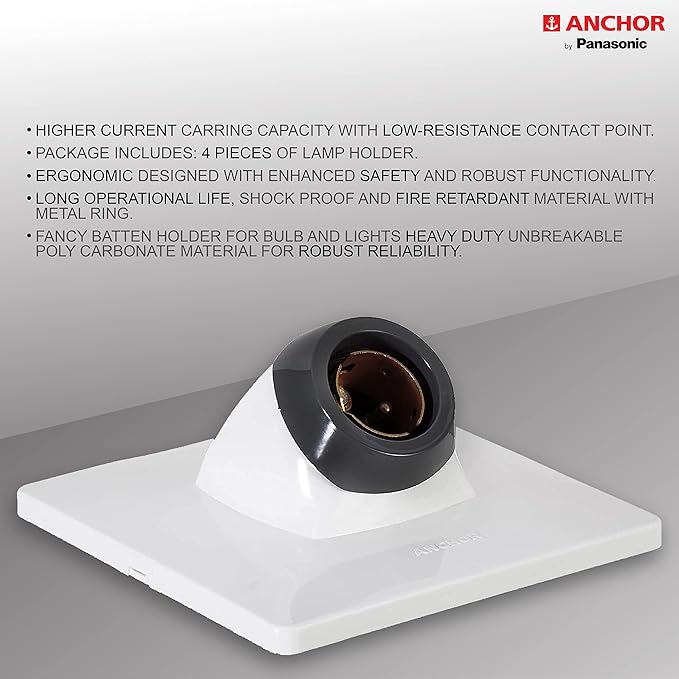 Anchor by Panasonic Plastic Modular Angle Lamp Holder, White, Pack Of 4