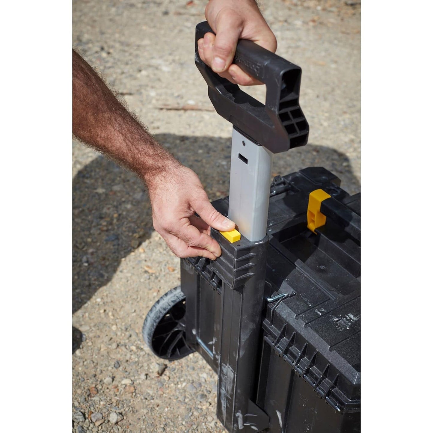 STANLEY FATMAX FMST1-75753 PRO-STACK™ Mobile Storage Box, 50 Kg Weight Capacity, Anti-Rust Metal Latches & Hinges, 7'' Durable Wheels,Telescopic Handle, Padlock Eye For Security, 100x51.2x43.5 cm