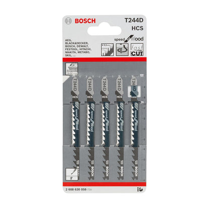 Bosch T244D Jigsaw Blades 5pcs Wood Metal, Multicolor