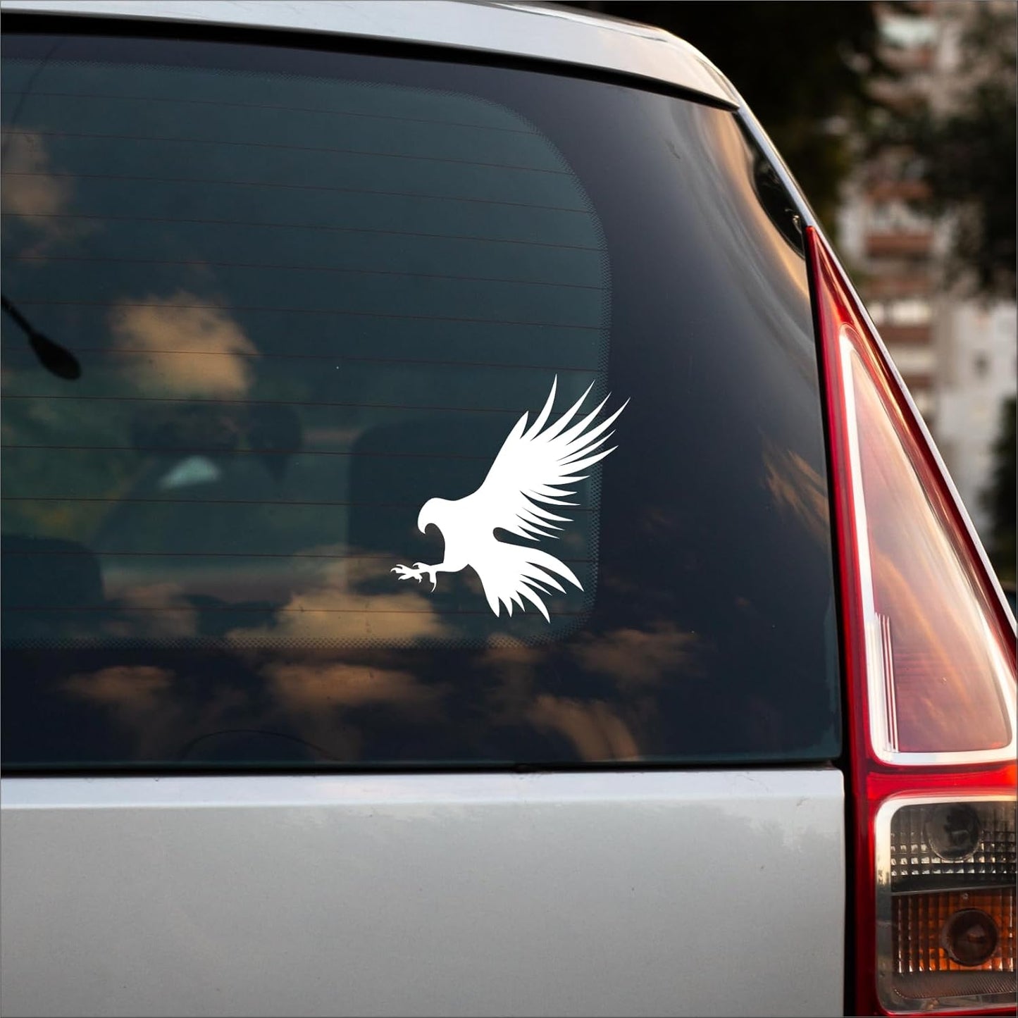 Akshar Arts Bhuwana Pack of 2 Bird Vinyl Self-Adhesive Waterproof Exterior Car Sticker for Vehicle Surface White (5.9inchX6inch)_721
