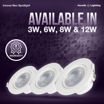 Havells INNOVA NEO LED SPOT Light 8W 6K Round, LED Ceiling Light