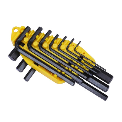 STANLEY 69-253 Metric Hex Key Set (10-Pieces), 1.5mm to 10mm, ANSI Certified, Made From S2 Steel, Clear Size Marking, Folding Plastic Carry Case, Anti-Corrosion Treatment, Black & Yellow