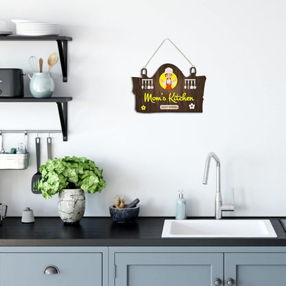 Udaipur Handicrafts Mom's Kitchen Printed MDF Wooden Wall Art For Cafe | Kitchen | Restaurants | Quotes Decor Item | Kitchen Quotes Wall Hanging | Wall Illustrations | Modern Artwork | Gift Items (WH_3716N)