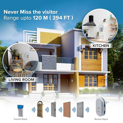 Anchor by Panasonic Wireless Doorbell | 45 Melodies Calling Bell for Home, Office with 120 Meter Operating Range | Door Bell for home