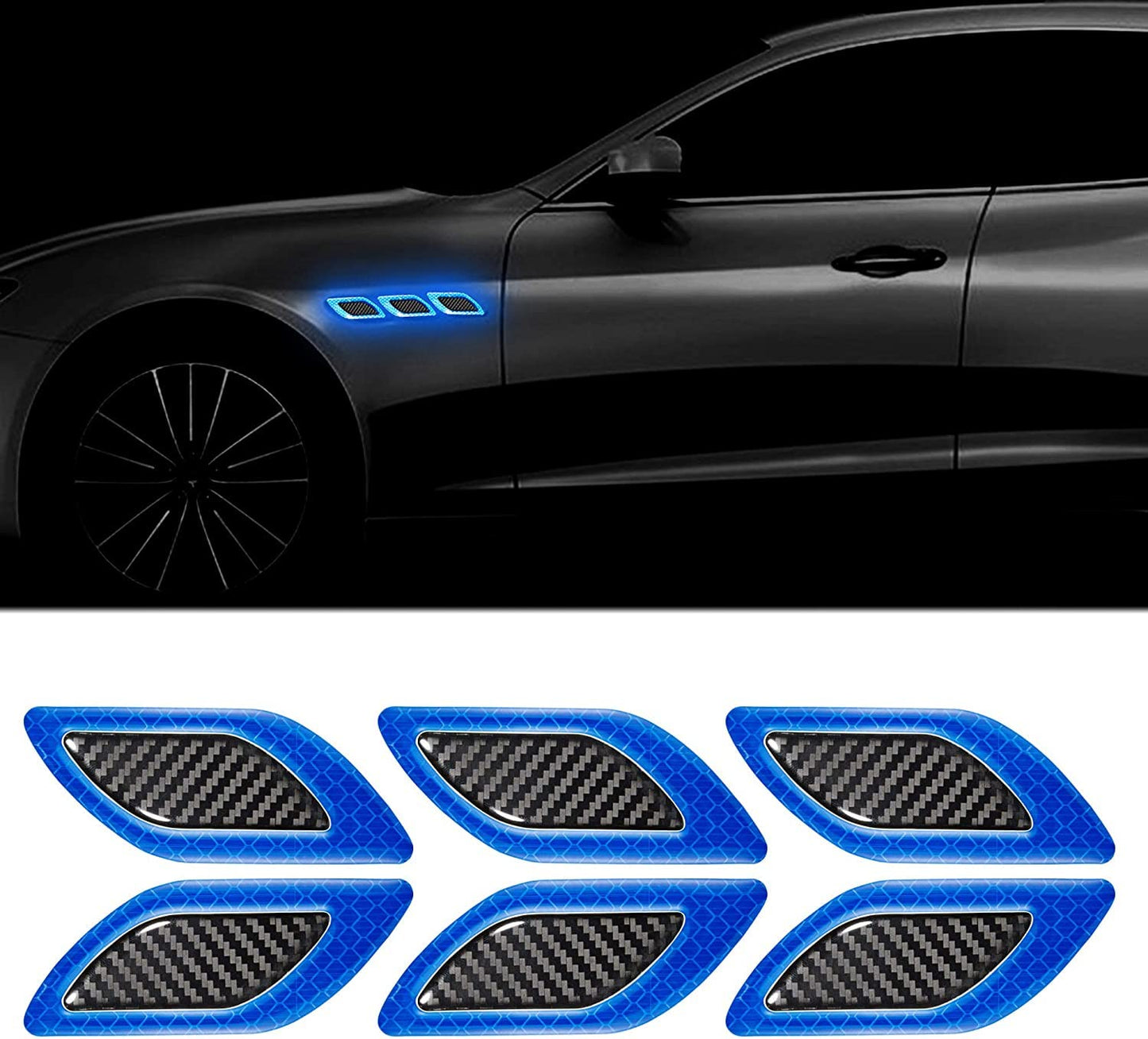 Akshar Arts Bhuwana 3D Strong Reflective Stripe Stickers for Car Fender Hood Bumper High-Intensity Night Visibility Reflective Decal Safety Warning Universal Anti-Scratch Reflective Stickers for Car (Blue)