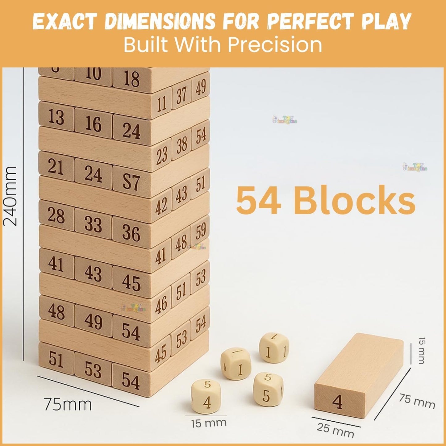 Udaipur Handicrafts Toy Imagine 54 Pcs Wooden Tumbling Tower Game – Indoor Stacking Puzzle Blocks for Kids, Adults & Families – Fun Balancing Toy for Boys & Girls of All Ages – Party Game & Brain Teaser